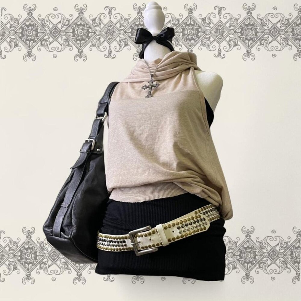 Y2K tan cowl neck top☕️